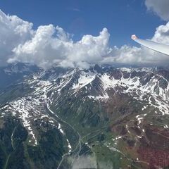 Flugwegposition um 13:08:57: Aufgenommen in der Nähe von Gemeinde St. Anton am Arlberg, 6580 St. Anton am Arlberg, Österreich in 2935 Meter
